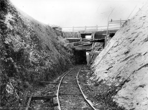 Bouw van de Lynton en Barnstaple Railway, ca.1897 door English Photographer